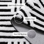 SHACOS Soft Cozy Fluffy Arch Pattern High Low Pile Area Rugs 6'x9' Large Non Slip Washable Modern Geometric Rug Scandinavian Minimalist Carpet for Living Room Bedroom Dining Room, Black White