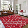 Amearea Fluffy Indoor Area Rug, Soft Trellis Moroccan Rugs for Bedroom, Shag Modern Area Rug for Living Room Kids Room Nursery, Easy Clean, Home Decor Low Pile Carpet, Wine Red 7x10 Feet