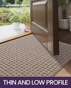 DEXI Front Entryway Door Mat Non Slip 32x48, Washable Entry Way Mats Inside Entrance Low Profile, Welcome Doormat Dirt Trapper for House Floor Home Porter Hall Backdoor Area, Light Taupe