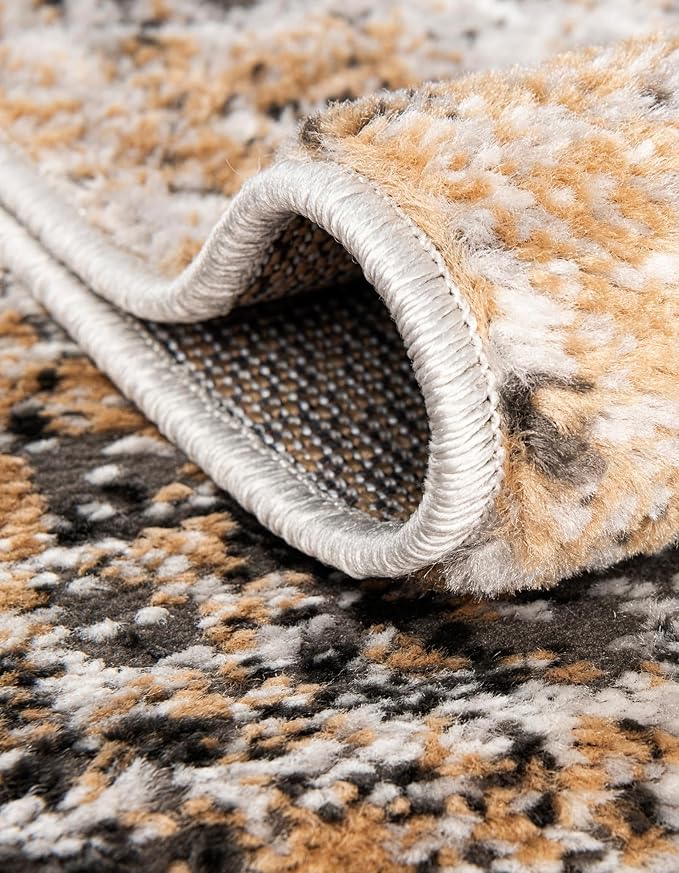 Rugs.com Leipzig Collection Rug – 5 Ft Square Beige Low-Pile Rug Perfect for Living Rooms, Kitchens, Entryways
