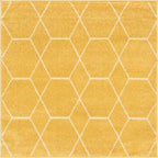 Unique Loom Trellis Frieze Collection Area Rug - Geometric (4' Square, Yellow/ Ivory)