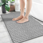 Braided Bath Mat,Boho Small Bathroom Rugs Non Slip Washable Super Absorbent Quick Dry Farmhouse Bathroom,Bedroom Decor,17"x24"Grey