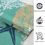Tritard Coastal Area Rug 3x5 - Small Machine Washable Foldable Throw Rugs Non-Slip Beach Ocean Entryway Indoor Entrance Carpet for Kitchen Bathroom Laundry Bedroom Living Room, Teal and Turquoise