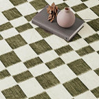 EVERGRACE Checkered Plaid Area Rug 4x6, Soft Fuzzy Faux Wool Rugs Washable Anti Slip Rugs Large Rug Carpet for Entryway Bedroom Living Room Hallway Kitchen Dining Room and Laundry Room, Olive Green