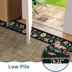 GarveeHome Entryway Rug 2x6 Modern Bordered Runner Rug Washable Kitchen Runners for Hallway Non-Slip Low-Pile Soft Carpet Floral Print Bathroom Mat for Bedroom Laundry Room, Brown
