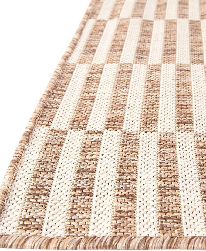 Unique Loom Outdoor Striped Collection Area Rug - Striped (2' x 3' 1" Rectangle Taupe/Ivory)