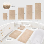 Beige Bathroom Runner Rug 24x59 Non Slip Fluffy Long Bath Mat for Bathroom Floor Washable Plush Luxury Bath Rug for Tub Absorbent Shower Sink Mat Bedside Rug