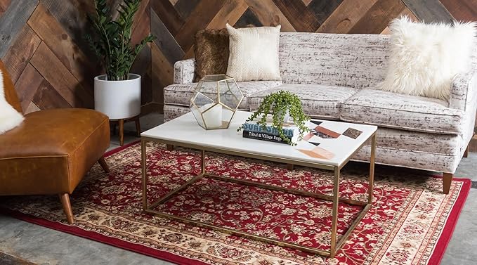 Unique Loom Sialk Hill Collection Area Rug - Washington (3' 3" x 5' 3" Rectangle Burgundy/Cream)