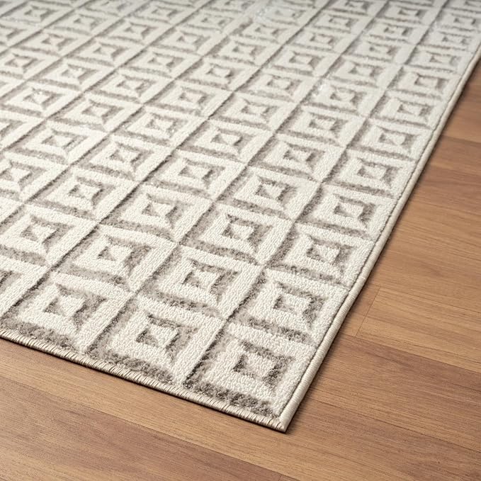 LUXE WEAVERS Geometric Greek Pattern Area Rug, Gray, 4'X5'