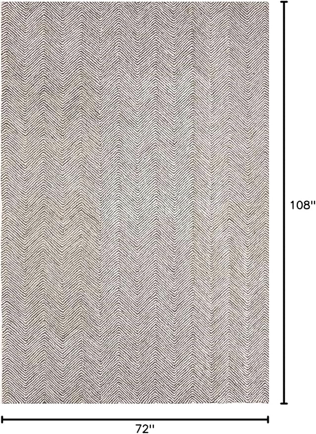 Modern Herringbone Chevron Collection Handcrafted Wool Area Rug - Durable, Zigzag Pattern, for High Traffic, Contemporary Design for Living Room, Bedroom, Dining Room Decor (Dark Olive, 6' x 9')