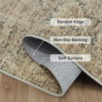 Fmfunctex 8x10 Washable Area Rug Brown Vintage Neutral Distressed Oriental Large Non Slip Carpet for Living Room Bedroom Soft Low Pile Indoor Mat Retro Throw Rug for Dining Room Kitchen Office Nursery