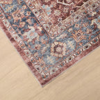 Dripex Vintage Washable Area Rug - 4x6 Distressed Rugs for Living Room Bedroom Oriental Medallion Floral Print Carpet Low-Pile Indoor Soft Non-Slip Accent Rug Farmhouse Office Home Decor