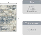 GENIMO 3x5 Rug for Entryway Washable Area Rug, Modern Abstract Small Rugs for Entrance Living Room, Bedroom Beside Rugs, Non-Slip Low Pile Lightweight Soft Carpet, Navy Blue