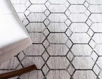 Rugs.com Lattice Trellis Collection Rug – 8 Ft Round White Low-Pile Rug Perfect for Kitchens, Dining Rooms