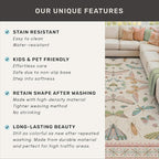 Washable 5x8 Light Pink Rug for Bedroom - Pink Boho Girl Nursery Rug, Living Room, Nature Insect Bug Print Home Decor