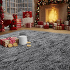 Dark Gray Fluffy Rug Plush Carpet for Bedroom Dorm, Non-Slip High Pile Rug, Shag Rug for Playroom Nursery Home Office Decor 5X7Ft