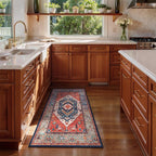 SERISSA 2x4 Boho Rugs for Entryway, Washable Non-Slip Kitchen Runner Rug, Ultra Soft Small Area Rug Vintage Rust Low-Pile Door Mat Indoor Entrance Carpet for Bedroom Hallway Laundry Room Bathroom