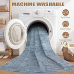 Area Rug Living Room Rugs - 10x12 Washable Large Soft Indoor Neutral Modern Abstract Low Pile Rug Carpet for Bedroom Dining Room Farmhouse Home Office - Dark Blue