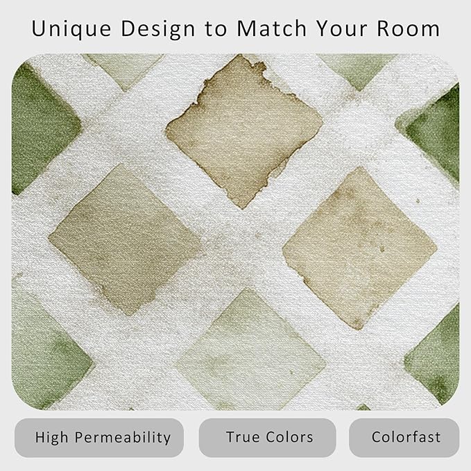 Checkered Rug, Washable 5x8 Rug for Living Room, Geometric Rhombus Patterned Indoor Carpet, Checkered Decor for Home, Bedroom, Soft Non Slip Thin Design FER39
