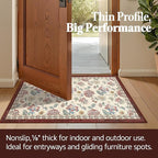 jinchan Elora 2x3 Floral Rug for Entryway Washable Kitchen Rug Vintage Romance Design Small Mat Non Slip Indoor Doormat Lightweight Low-Profile Throw Carpet for Entrance Laundry Room, Red/Beige