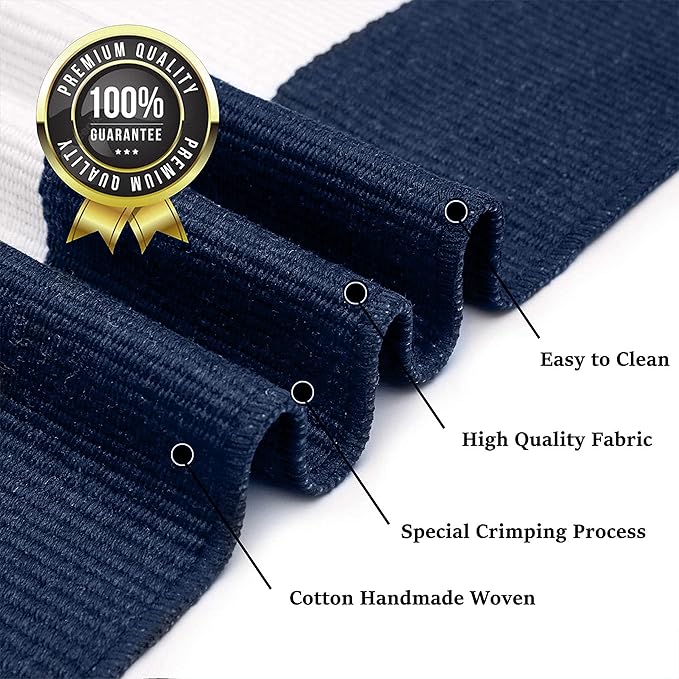 KOZYFLY Striped Outdoor Rug 3x5 Ft Front Door Rug Navy and White Hand Woven Cotton Blue Washable Outdoor Doormats Outdoor Entrance Mat for Front Door Kitchen Entryway Patio Front Porch Decor