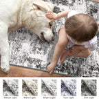 Modern Abstract Entryway Rug Indoor 2x3 Washable Non-Slip Soft Black Grey Small Area Rug Kitchen Mat Thin Print Faux Wool Floor Carpet for Entrance Bedroom Office