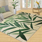 4x6 Bamboo Leaves Cafe Rug - Realistic Botanical Art Rugs for Bedroom Aesthetic, Minimalist Leaves Soft Comfortable Non-Slip for Offie Bedroom Study Boy Girl Room Hotel Dorm