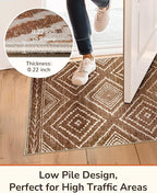 Area Rug 3x4 Rug Machine Washable Non-Slip Low Pile Print Pattern Western Rug for Living Room Bedroom Entryway Tribal Series-Yellowbrown/Cream
