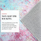 Modern Abstract 2x3 Girls Room Rug, Machine Washable Blush Pink Sky Blue Small Area Rug Thin Kitchen Mat Non-Slip, Print Faux Wool Soft Floor Carpet for Girl Women's Bedroom Entryway Bedside