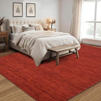 RUGSREAL Solid Color Rug for Living Room 8x10 Large Washable Bedroom Rug with Rubber Backing Low-Pile Modern Contemporary Indoor Area Rug Home Office Throw Carpet for Dining Room, 8' x 10' Red