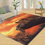 5x7 Sunrise Leopard Rugs for Bedroom - Sunset African Savanna Print Rug, Wild Animal Rug Non Slip Soft Rugs for Living Room Hardwood Floors Teen Room