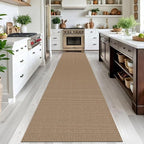 IOHOUZE Washable Exrea Long Hallway Runner Rug 2.6x14 Rubber Backed Kitchen Runner Entryway Runner Indoor, Woven Rugs Floor Carpet for Kitchen Hall Entryway Stair, Orange/Tan/Brown