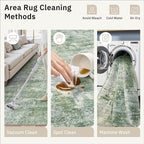 Area Rug 6x9 Abstract Rugs for Living Room 6 x 9 Washable Rugs Green Non Slip Low Pile Rugs for Bedroom Dining Room Foldable Thin