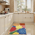 2x3 Colorful Washable Small Rug Tropical Botanical Modern Floral Indoor Chenille Door Mat Carpet Non Slip for Patio, Entry Way, Entrance, Porch, Rainbow