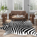 AROGAN Premium Faux Zebra Hide Rug 6.2 x 7 Feet, Sturdy and Large Size Zebra Print Rugs, Suitable for Bedroom Living Room Western Decor, Faux Fur Animal Carpet, Black and White
