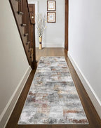 vivorug Grey Runner Rug 2x10 Machine Washable Rug with Non-Slip Backing, Ideal for Kitchen Hallway Entryway Laundry Room - Modern Abstract, Durable, Easy Clean, Low Pile Carpet Runner