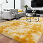 Extra Large Plush Rug High Pile Fluffy Rug for Living Room, Big Plush Non-Skid Shag Carpet, Soft Shaggy Rugs for Bedroom Indoor Modern Home Decor Tie Dye Yellow 9x12ft