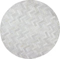 Sn Alef Home Soft Textured Round Rug | White & Grey Woven Carpet for Living Room Bedroom | Minimalist Handcrafted Circular Floor Mat for Home & Decor(Gray_8x8 ft)