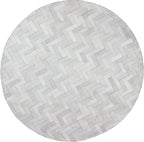 Sn Alef Home Soft Textured Round Rug | White & Grey Woven Carpet for Living Room Bedroom | Minimalist Handcrafted Circular Floor Mat for Home & Decor (Gray_9x9 ft)