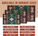 YHSF South West Native American Area Rug C318 - Easy Clean, Thick, Soft, Durable Native Tribal American Indian Inspired Rug for Bedroom/Living Room and More - Hunter Green, 5 ft 11 in x 8 ft 6 in