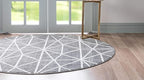 Rugs.com Lattice Trellis Collection Rug – 3 Ft Round Gray Low-Pile Rug Perfect for Kitchens, Dining Rooms