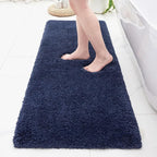 Bathroom Runner Rug 24x70 Navy Non Slip Fluffy Long Bath Mat for Bathroom Floor Washable Plush Luxury Bath Rug for Tub Absorbent Shower Sink Mat Bedside Rug