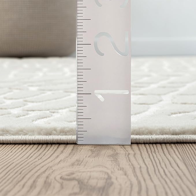 Abani Neutral Cream Area Rug for Living Room, Bedroom - Pebble Pattern - 2' x 3' - Durable & Easy to Clean