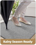 Color&Geometry Thin Indoor Entrance Mats for Home, 17"X29.5" Indoor Mats for Entryway Non Slip Rubber Backed, Dirt Trapper Door Rugs for Entryway Indoor Washable, Grey (Rolled-up NO Creases)