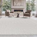 Beverly Rug Micro Loop Large Area Rug White 9x12 Modern Luxury Circle Geometric Durable Indoor Area Rugs for Living Dining Room Office Stain Resistant Non Shedding Casual Indoor Carpet White 9 x 12
