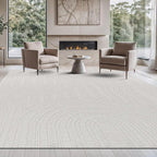 Beverly Rug Micro Loop Area Rug White 6x9 Modern Luxury Soft Circle Geometric Durable Indoor Area Rugs for Living Dining Room Office Stain Resistant Non Shedding Casual Indoor Carpet White 6 x 9