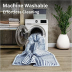 Bloom Rugs Washable Non-Slip 8' x 10' Rug - Blue/Ivory Striped Area Rug for Living Room, Bedroom, Dining Room, and Kitchen - Exact Size: 8' x 10'