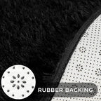 Andency Black Round Area Rug for Bedroom, Soft Shag Circle Rug 4x4 for Room, Fluffy Faux Fur Carpet for Home Decor, Circular Fuzzy Plush Rug for Living Room Playroom