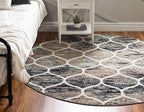Rugs.com Lattice Frieze Collection Rug – 10' Round Blue Multi Medium Rug Perfect for Kitchens, Dining Rooms