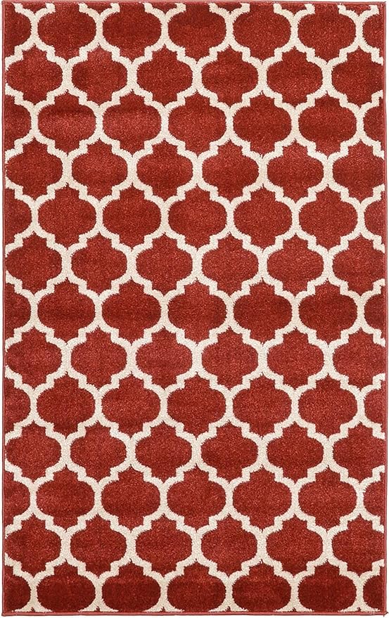 Rugs.com Lattice Collection Rug – 3' x 5' Dark Terracotta Medium Rug Perfect for Entryways, Kitchens, Breakfast Nooks, Accent Pieces